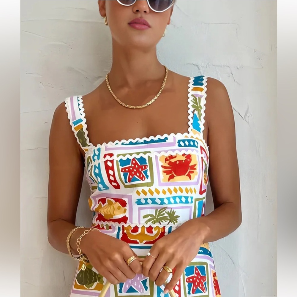 Commense White Multicolor Nautical Maxi Dress - Picture 2 of 8